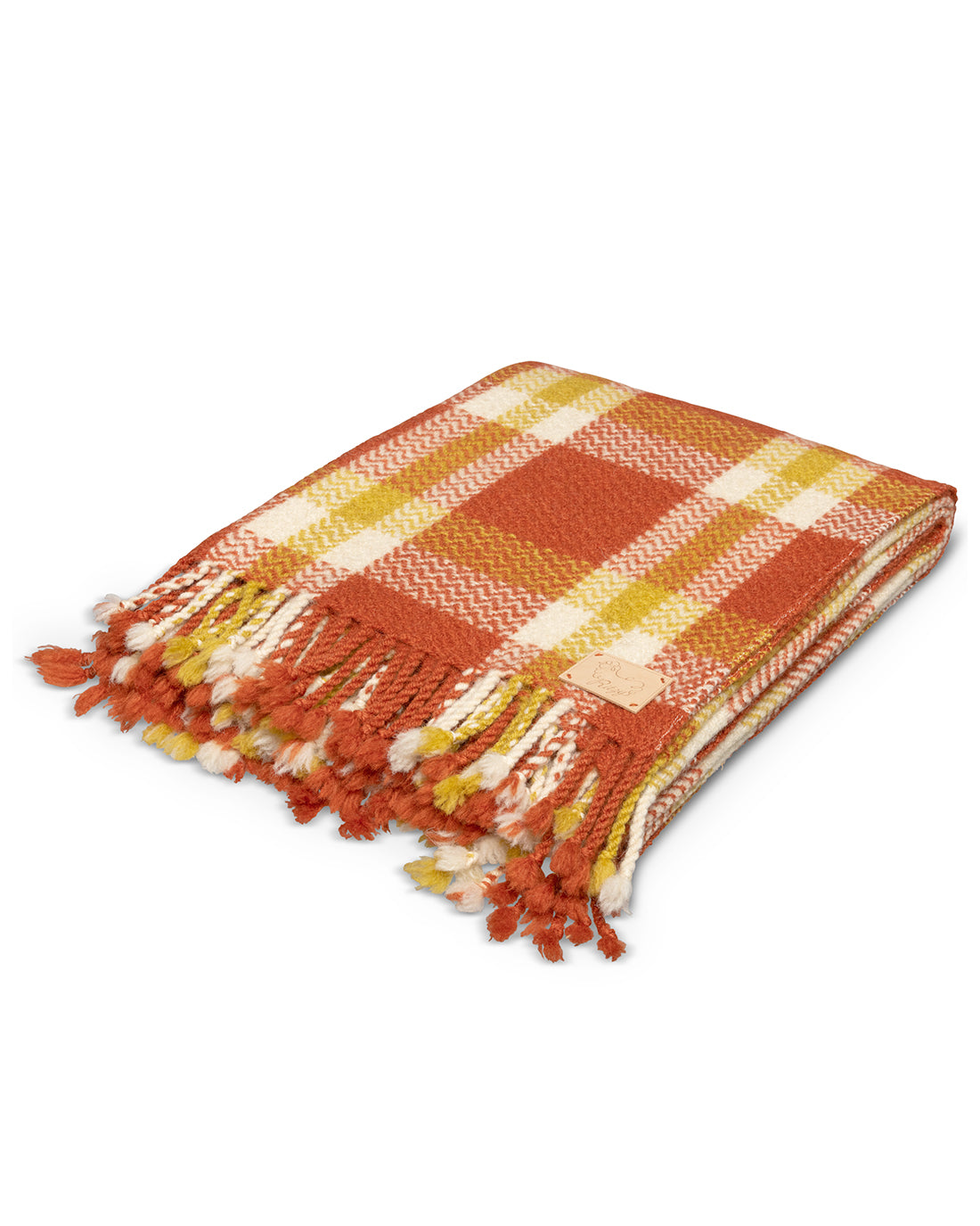 Sorin Orange Plaid Wool Blanket