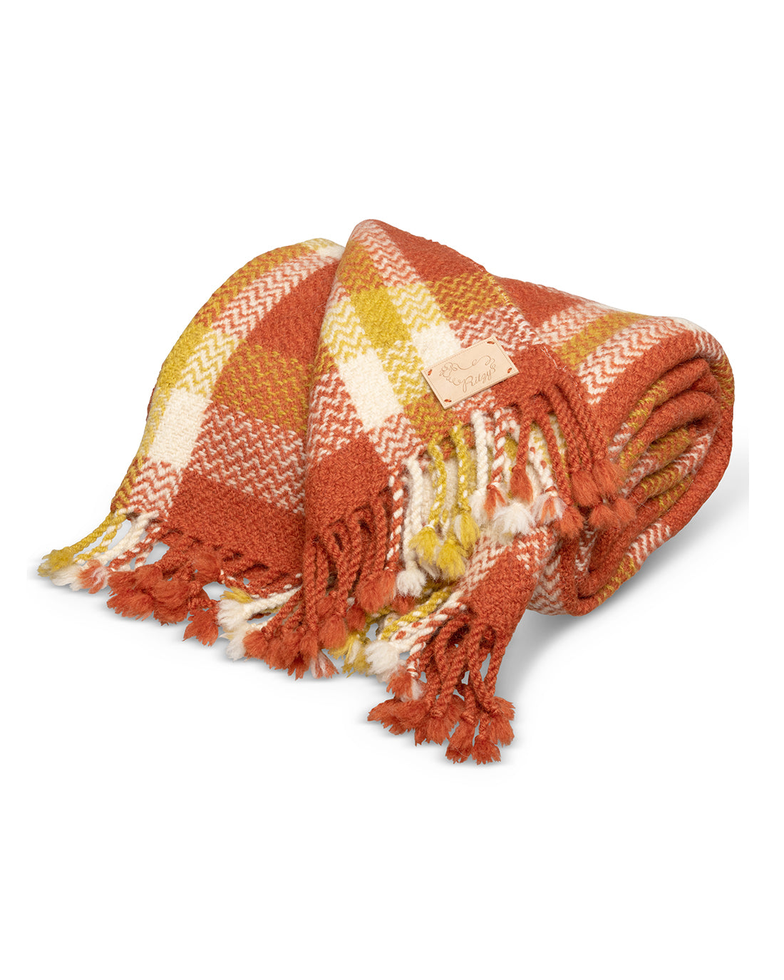 Sorin Orange Plaid Wool Blanket