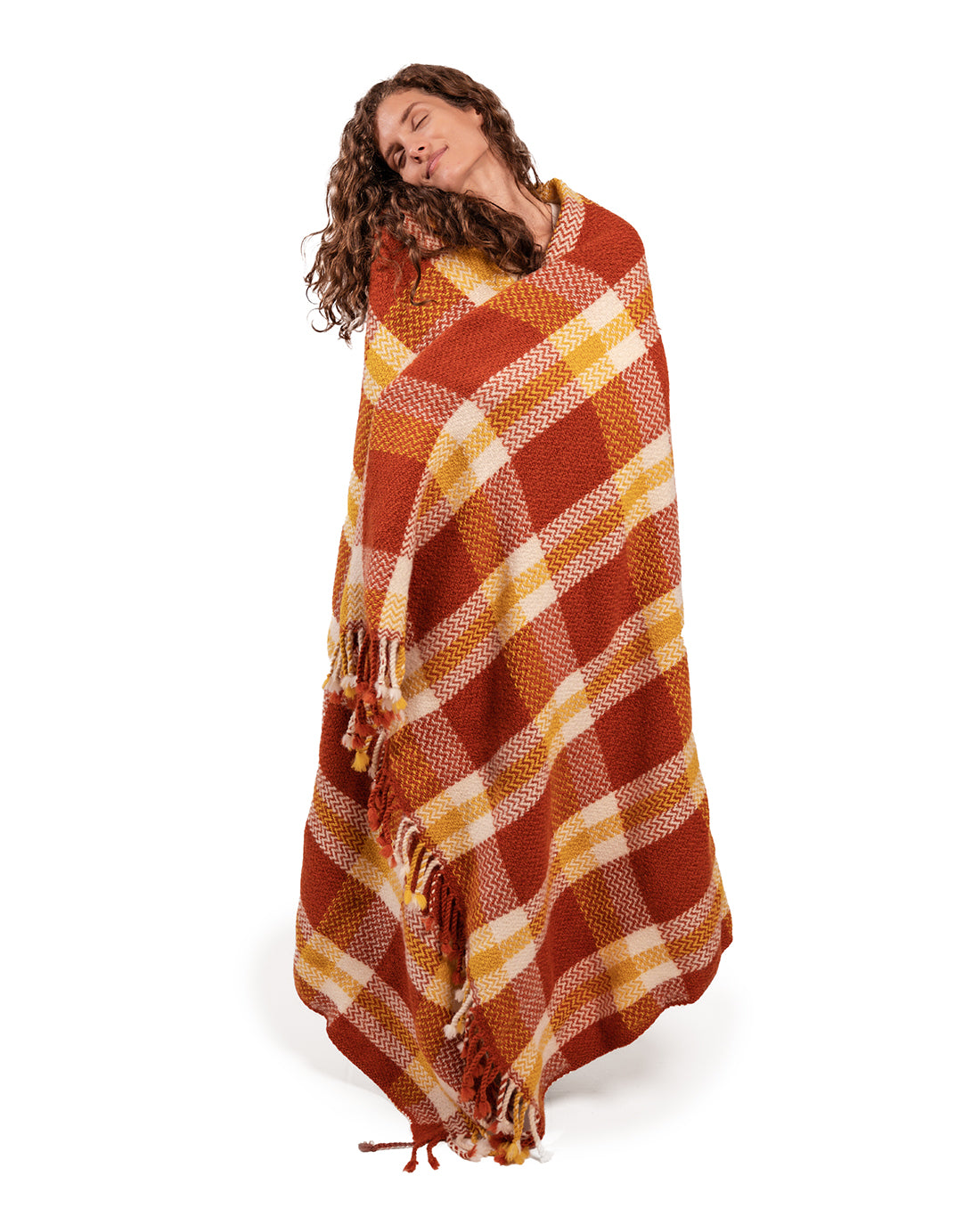 Sorin Orange Plaid Wool Blanket