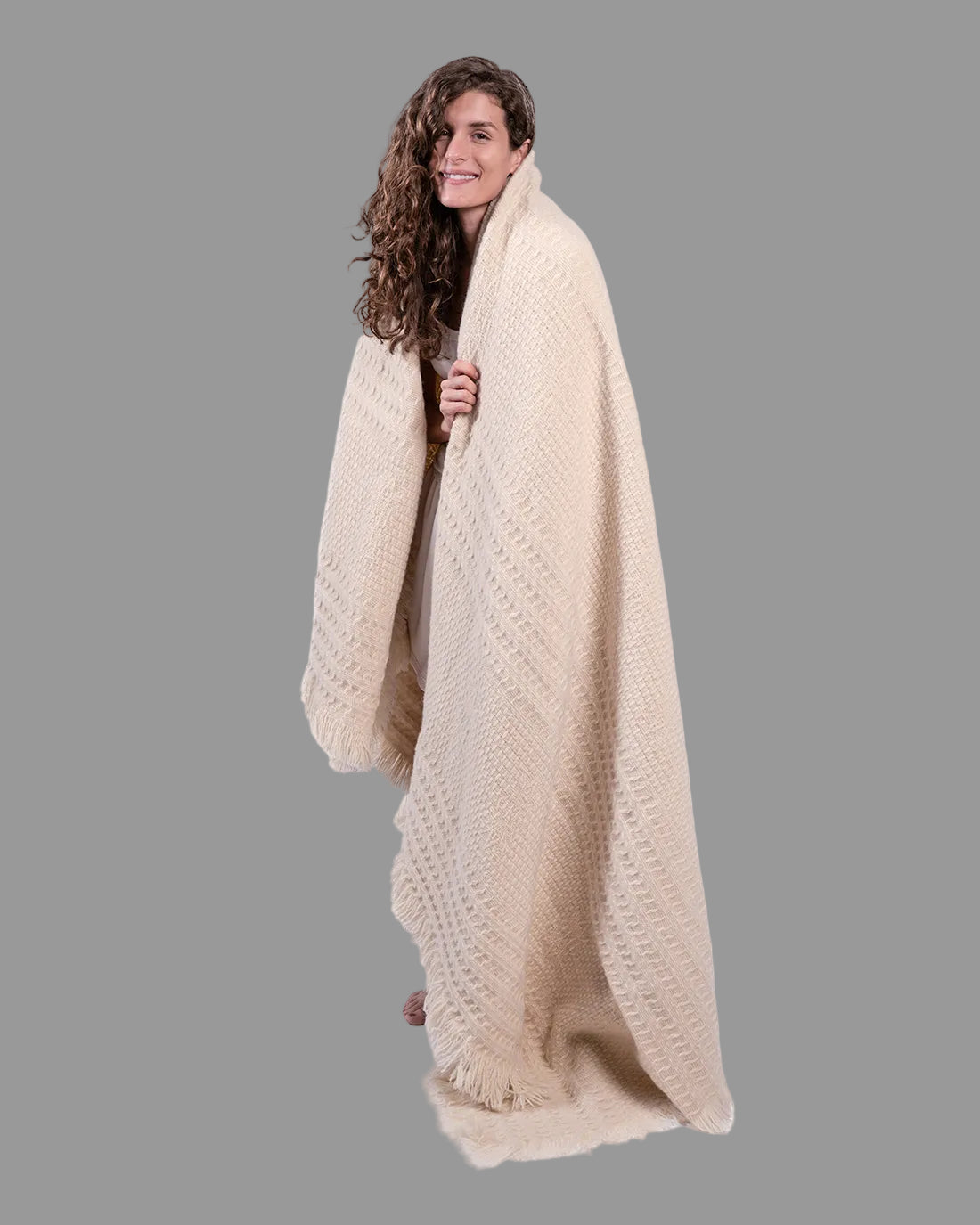 Adara Heavy Wool Blanket - Creamy White