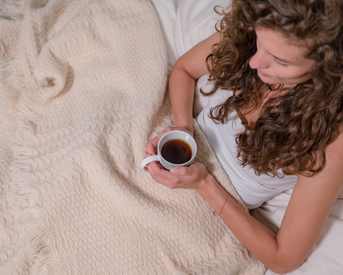 Adara Heavy Wool Blanket - Creamy White
